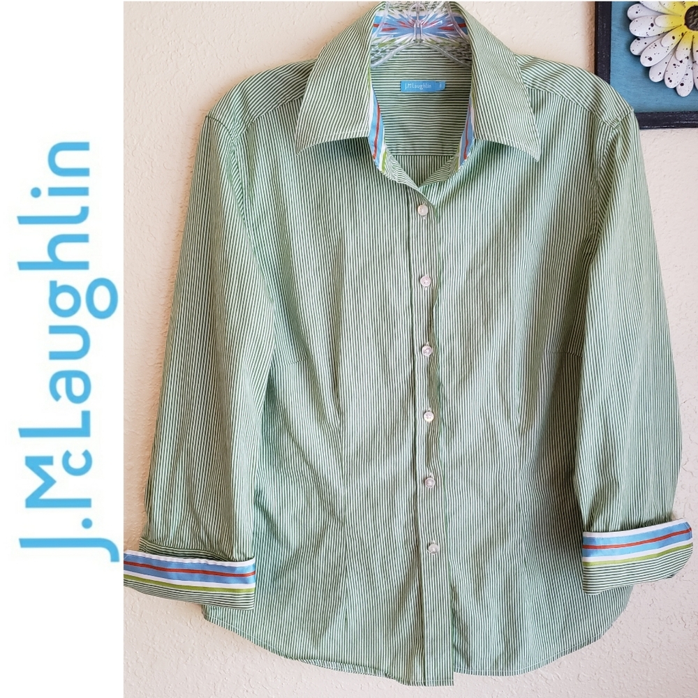 J. McLaughlin Steipe button down top size 8